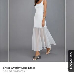 Elegant White Sheer Overlay Long Dress